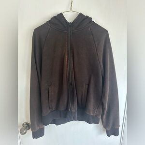 Fleo medium black bleach-wash hoodie.